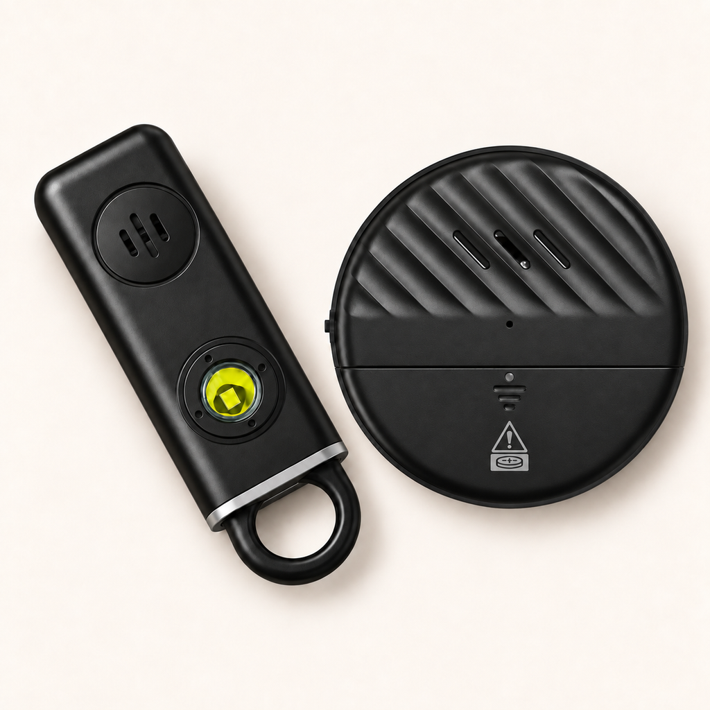 Travel Kit: one personal alarm and one door alarm