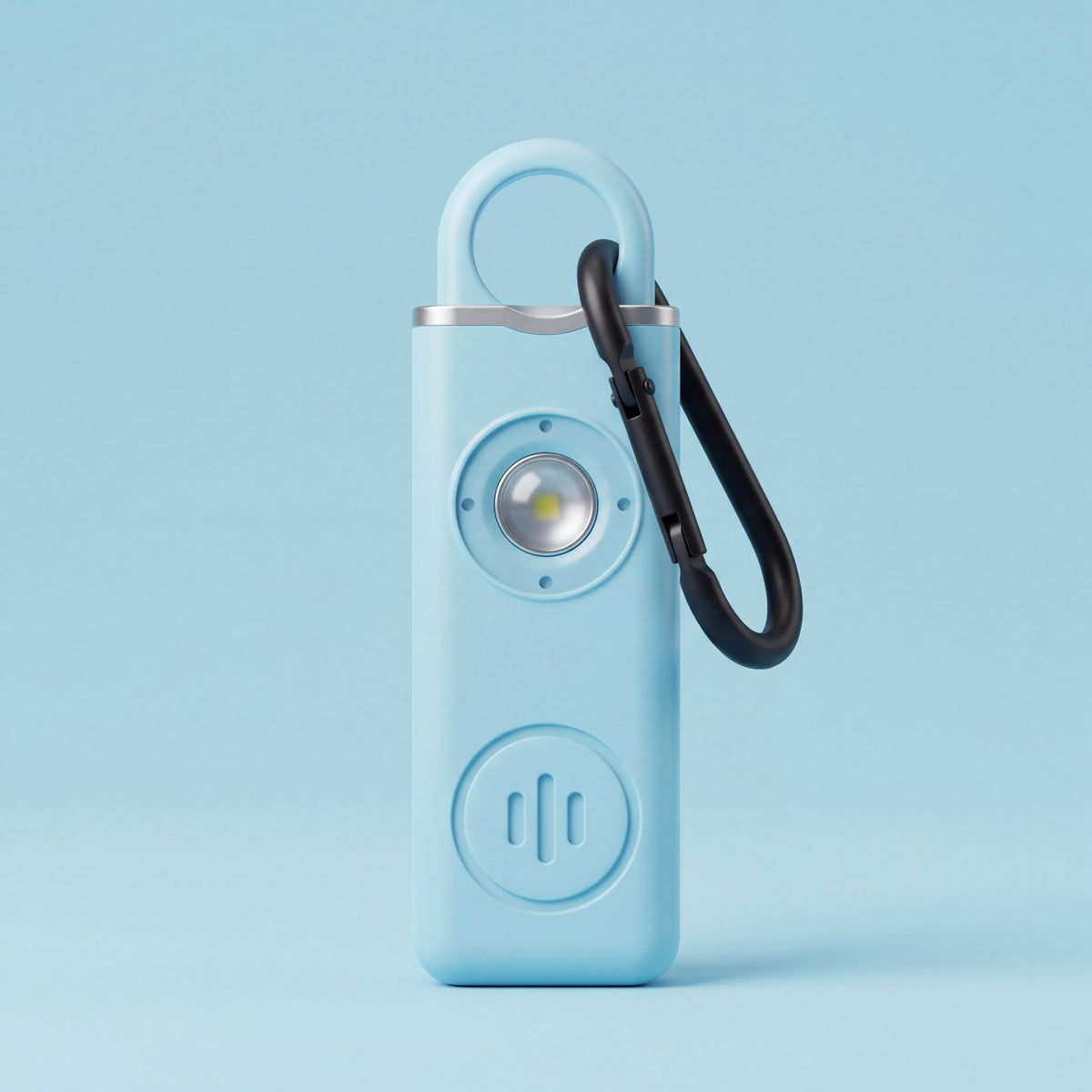 Blue personal alarm product photograph